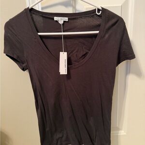 James Perse Women's Charcoal Short Sleeve Tee